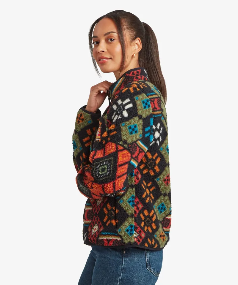 Sherpa Womens Tarcho Printed Full Zip Jacket in Black Bhutan-3