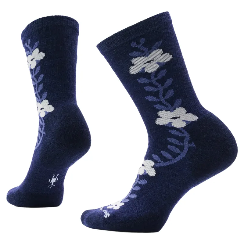Smartwool Womens Everyday Garden Vine Crew Socks in Deep Navy