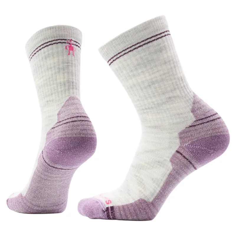 Smartwool Womens Hike Light Cushion Crew Socks in Ash / Purple Dawn