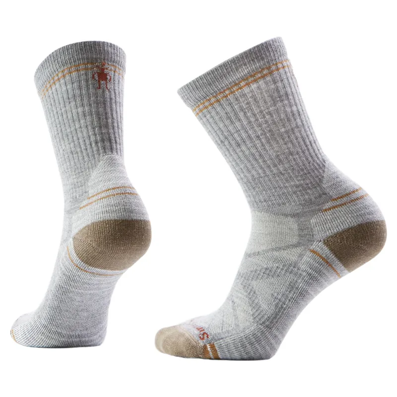 Smartwool Womens Hike Light Cushion Crew Socks in Light Grey / White
