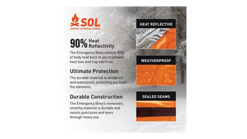 SOL Emergency Bivvy XL With Rescue Whistle and Tinder Cord. -1