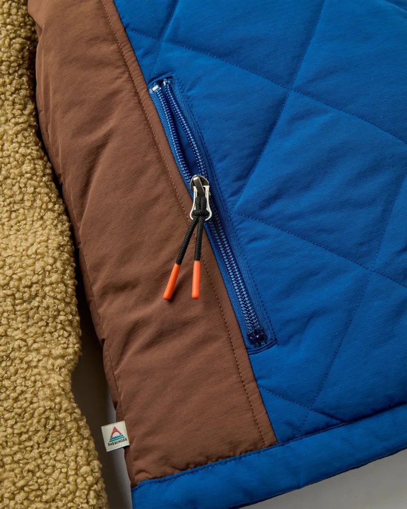 Passenger Womens Lara Quilted Jacket in Biscuit / Blue Navy-2