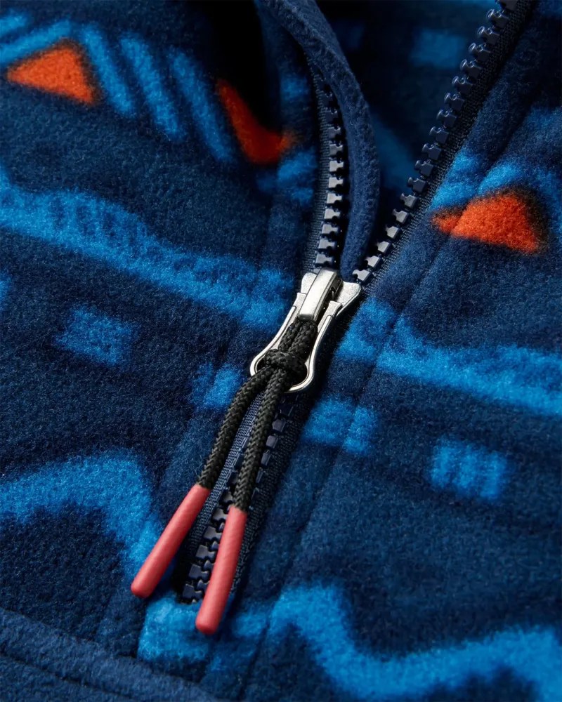 Passenger Mens Set Off Recycled Polar 1/2 Zip Fleece 2 in Mountain Geo Rich Navy-3