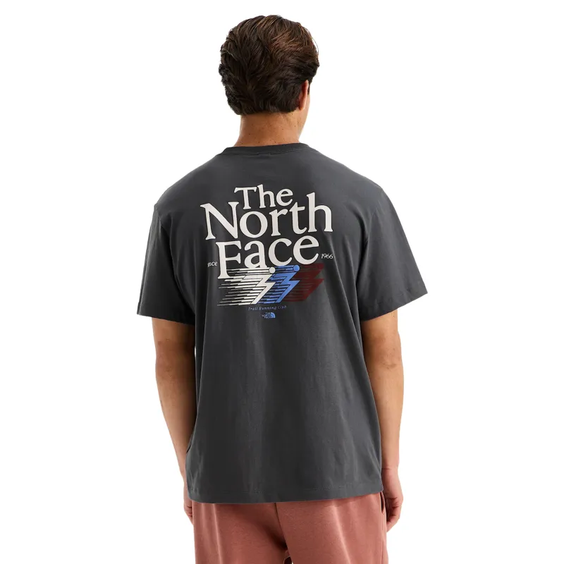 The North Face Mens Retro Trail Relaxed Short-Sleeve Graphic Tee in Anthracite Grey-1