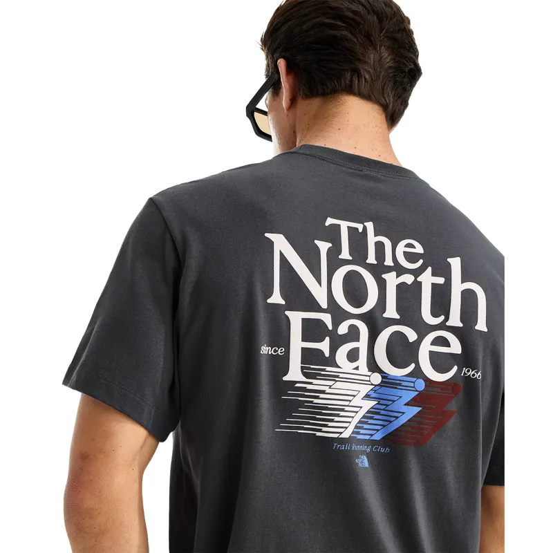 The North Face Mens Retro Trail Relaxed Short-Sleeve Graphic Tee in Anthracite Grey-2