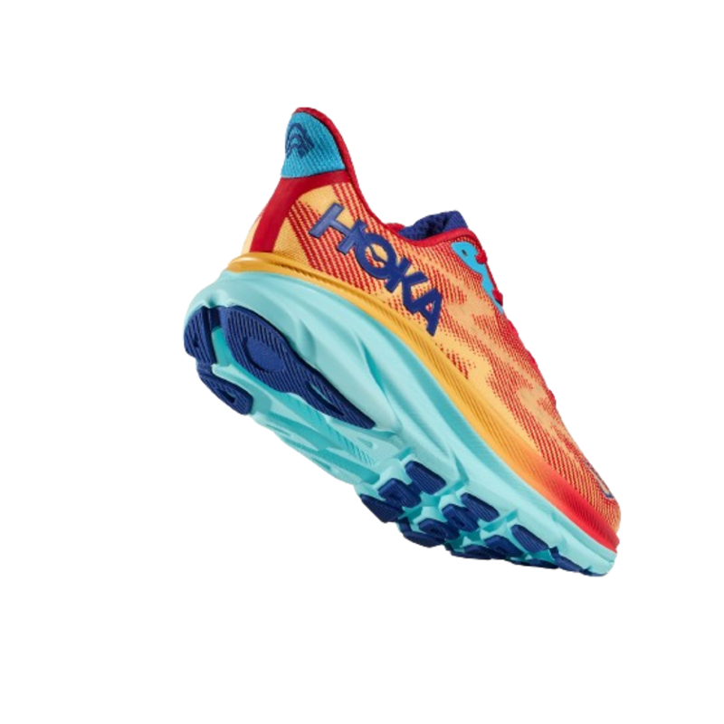 Hoka Mens Clifton 9 in Cerise/Cloudless-2