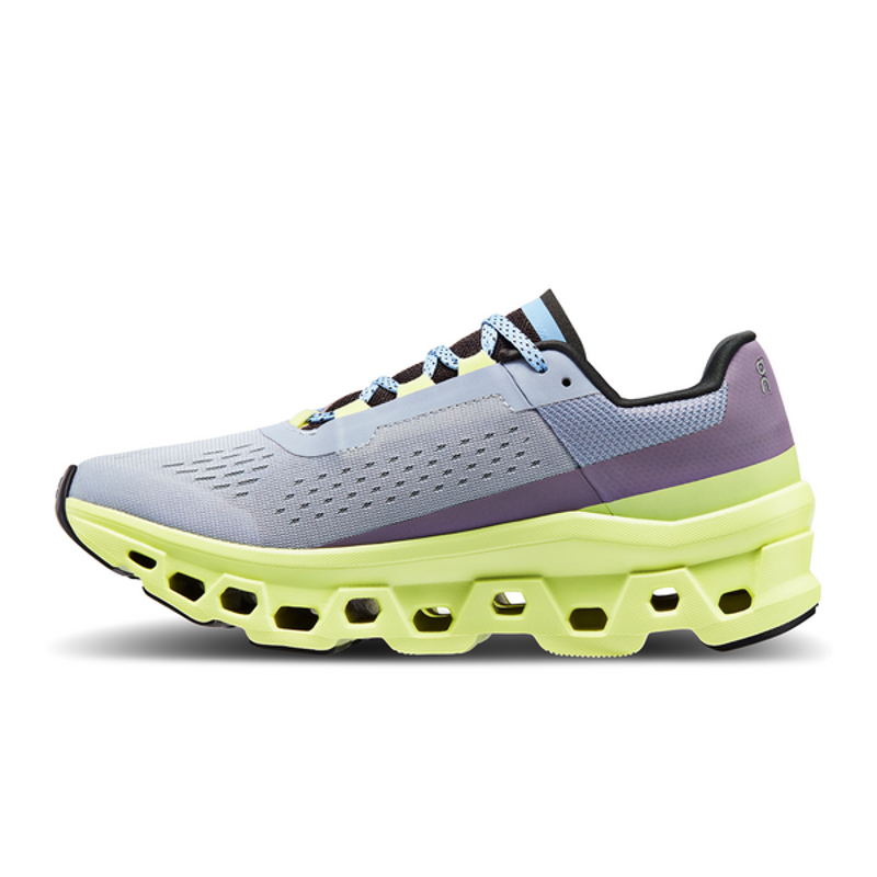 On Cloudmonster Women's Shoes in Nimbus/Hay-3