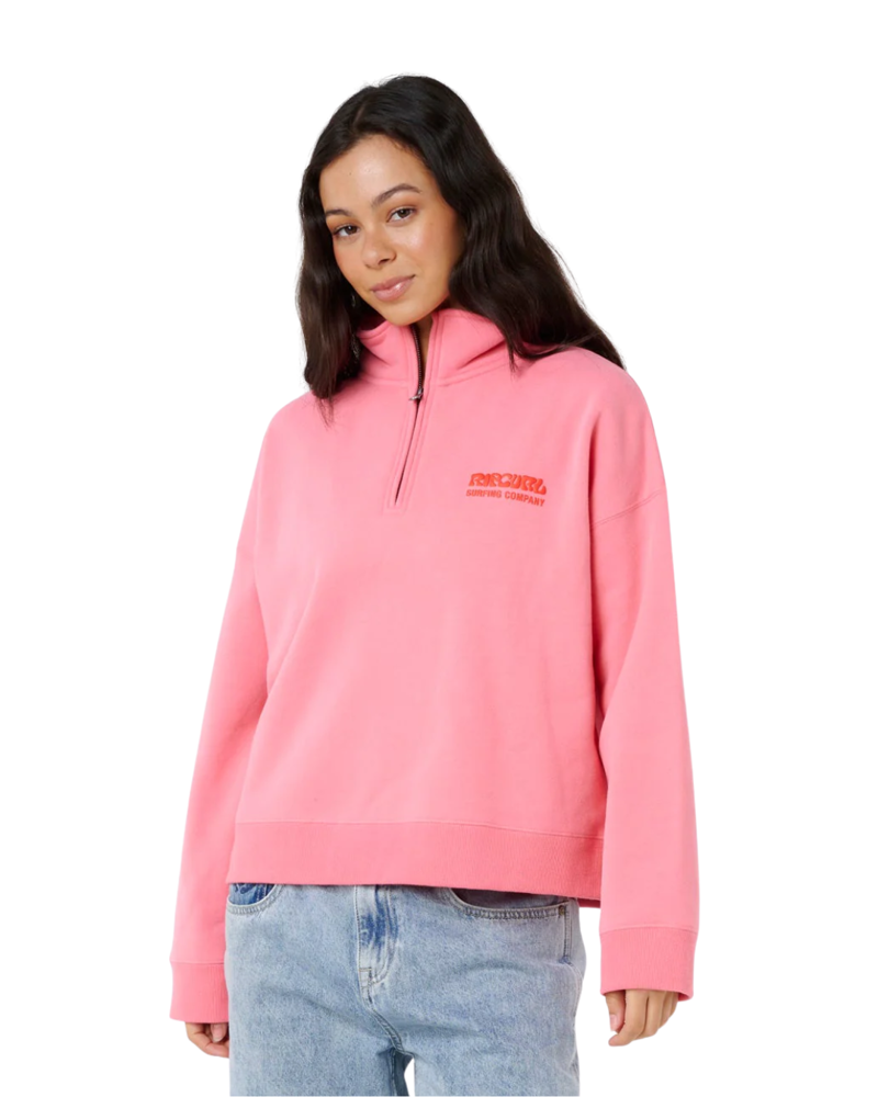 Rip Curl Womens Surf Puff 1/4 Zip in Pink
