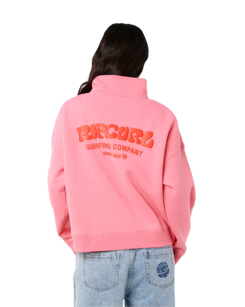 Rip Curl Womens Surf Puff 1/4 Zip in Pink-1