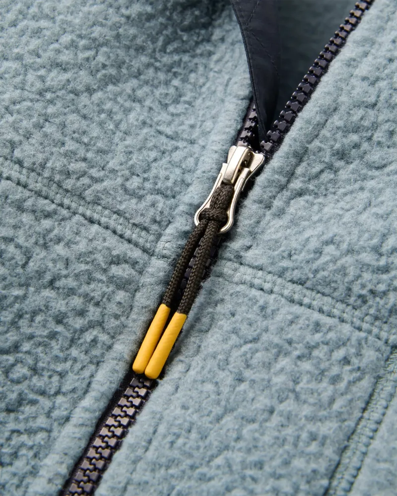 Passenger Womens Home Full Zip Recycled Sherpa Fleece in Slower Rhythms Stormy Blue-2