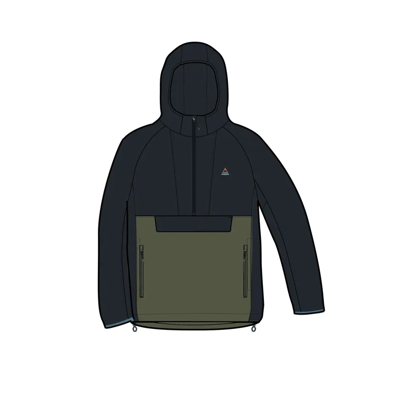 Passenger Mens Trailscape Lite Recycled Softshell Anorak in Black / Khaki-9