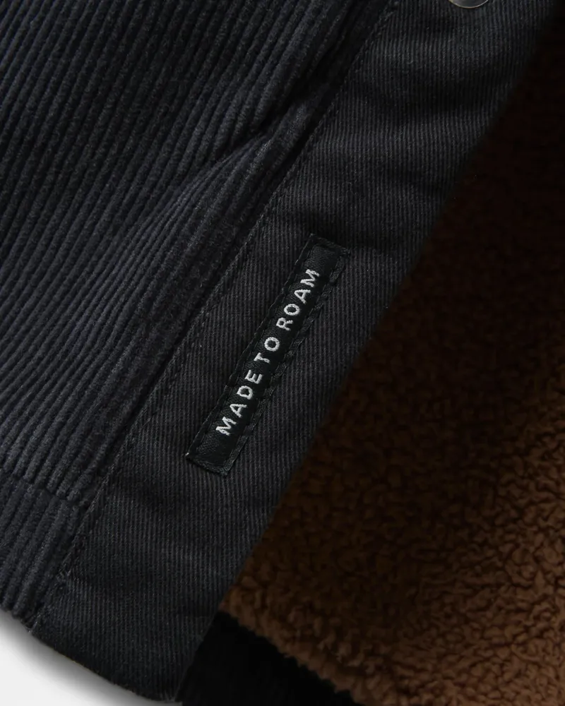 Passenger Mens Kodiak 3.0 Sherpa Lined Cord Overshirt in Faded Black-2