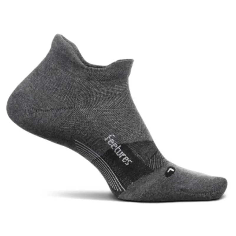 Feetures Merino 10 Cushion No Show Tab in Gray
