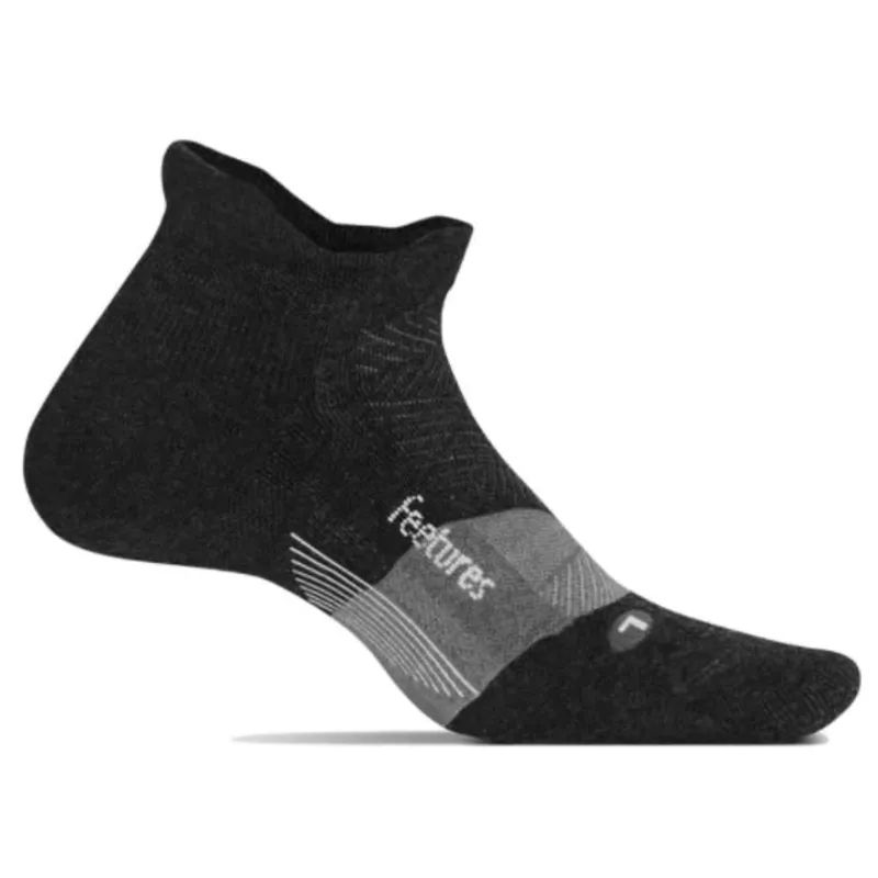 Feetures Merino 10 Ultra Light No Show Tab in Charcoal