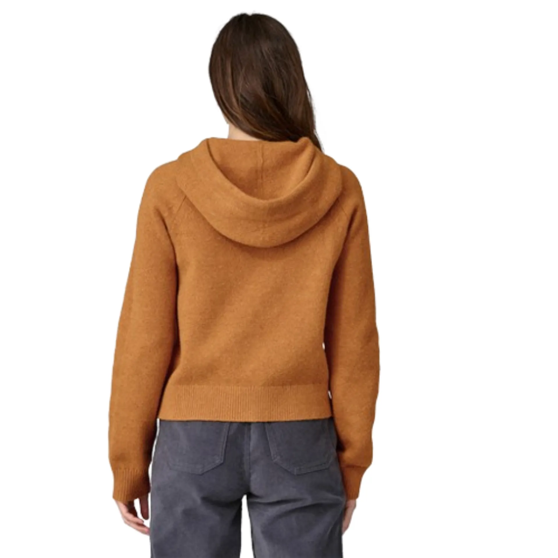 Patagonia Women s Recycled Wool Blend Hooded P O Sweater in Dried Mango