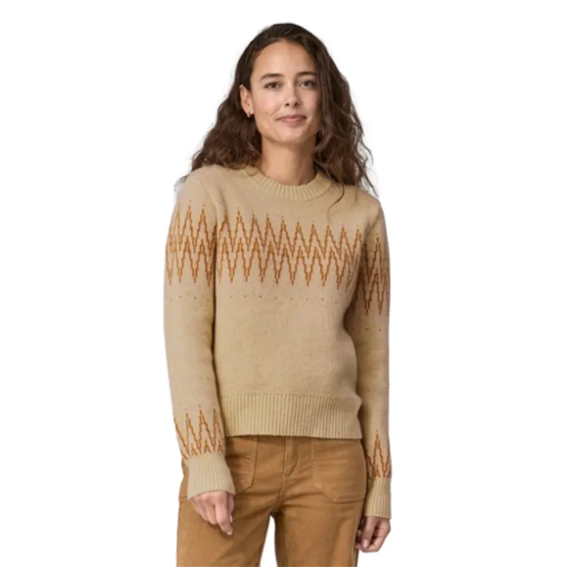 Patagonia Womens Recycled Wool-Blend Crewneck Sweater in Sea Song / Natural