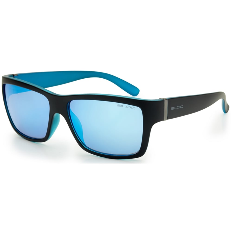 Bloc Riser Sunglasses - Matt Black with Blue Mirror Lens
