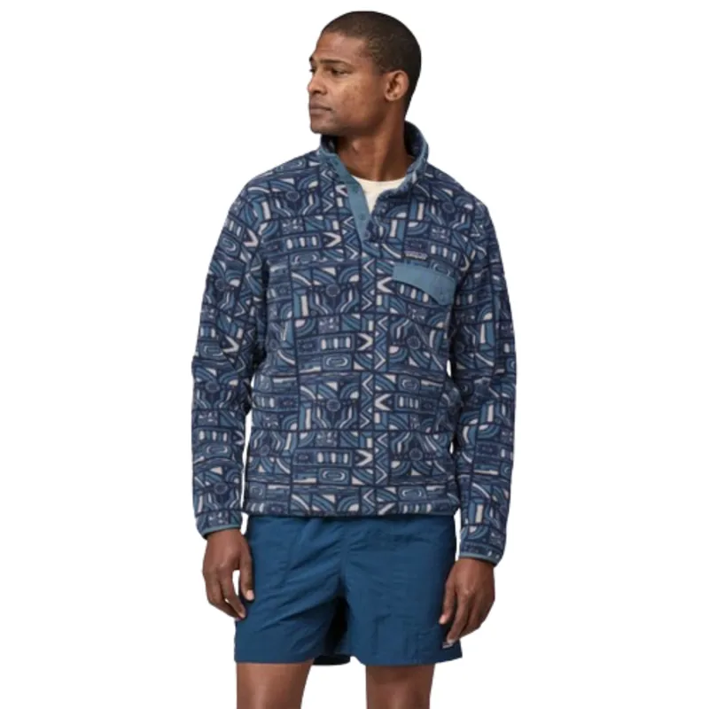 Patagonia Men's LW Synch Snap-T Pullover in New Visions / New Navy