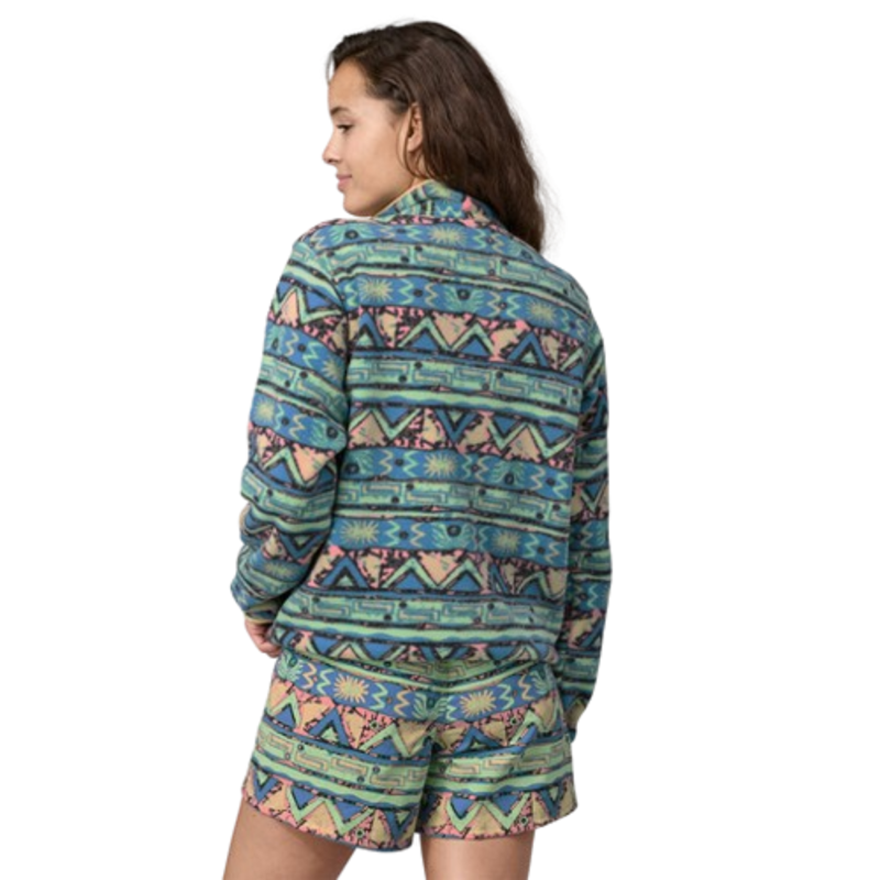 Patagonia Women's Lightweight Synchilla Snap-T Pullover in High Hopes Geo/Salamander Green-1