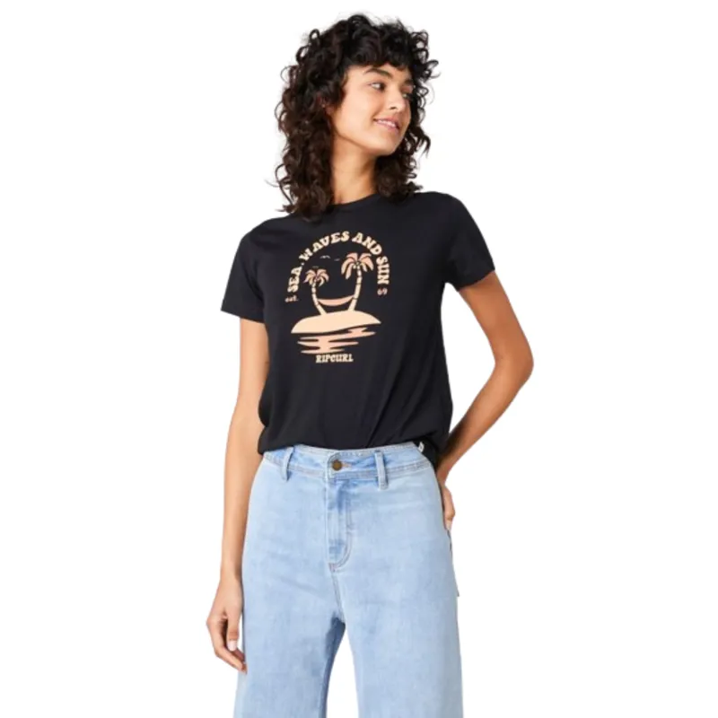 Rip Curl Womens Re-Entry Crew Tee in Black