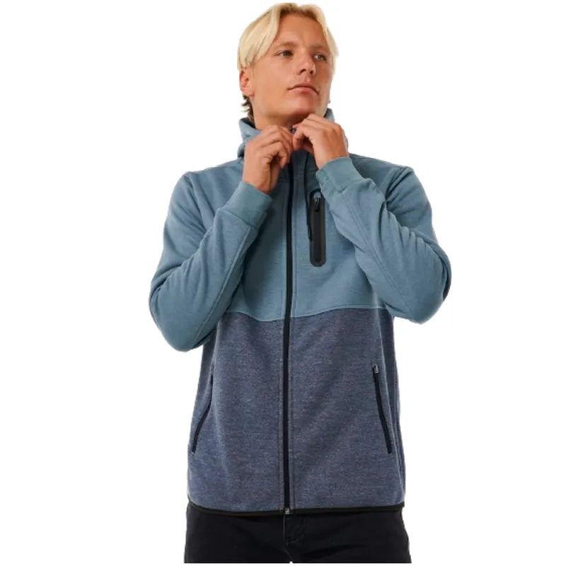 Rip Curl Mens Anti Series Departed Zip Through in Mineral Blue
