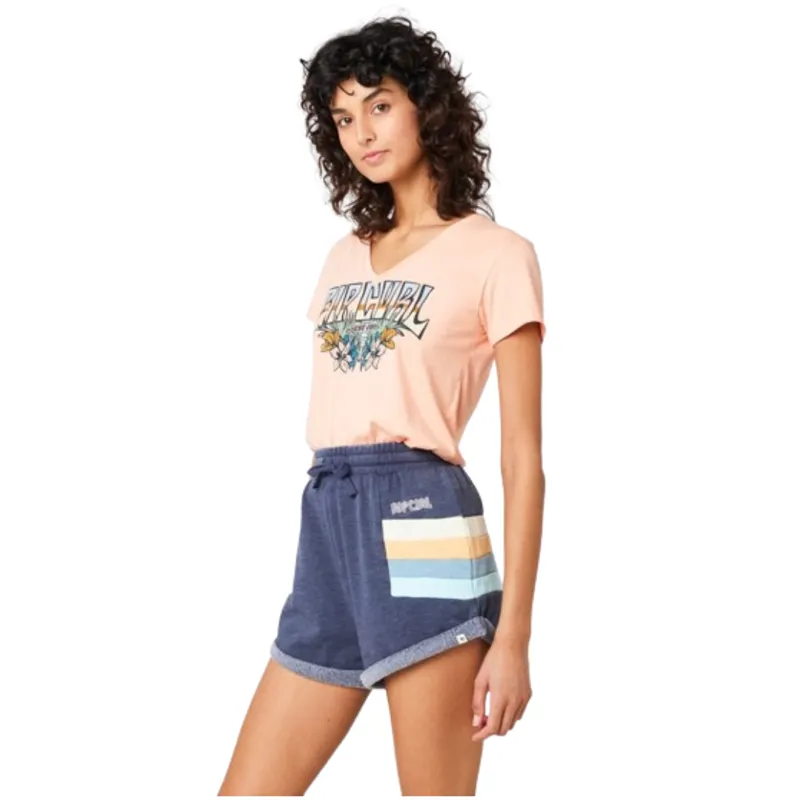 Rip Curl Womens Block Party V Tee in Bright Peach
