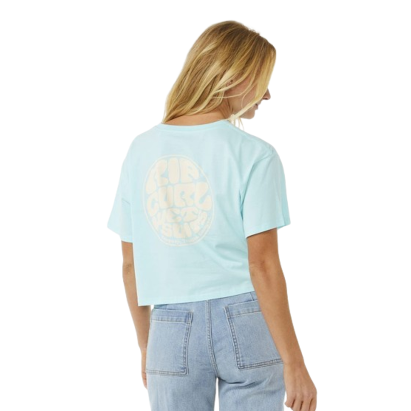 Rip Curl Womens Wettie Icon Crop Tee in Sky Blue-1