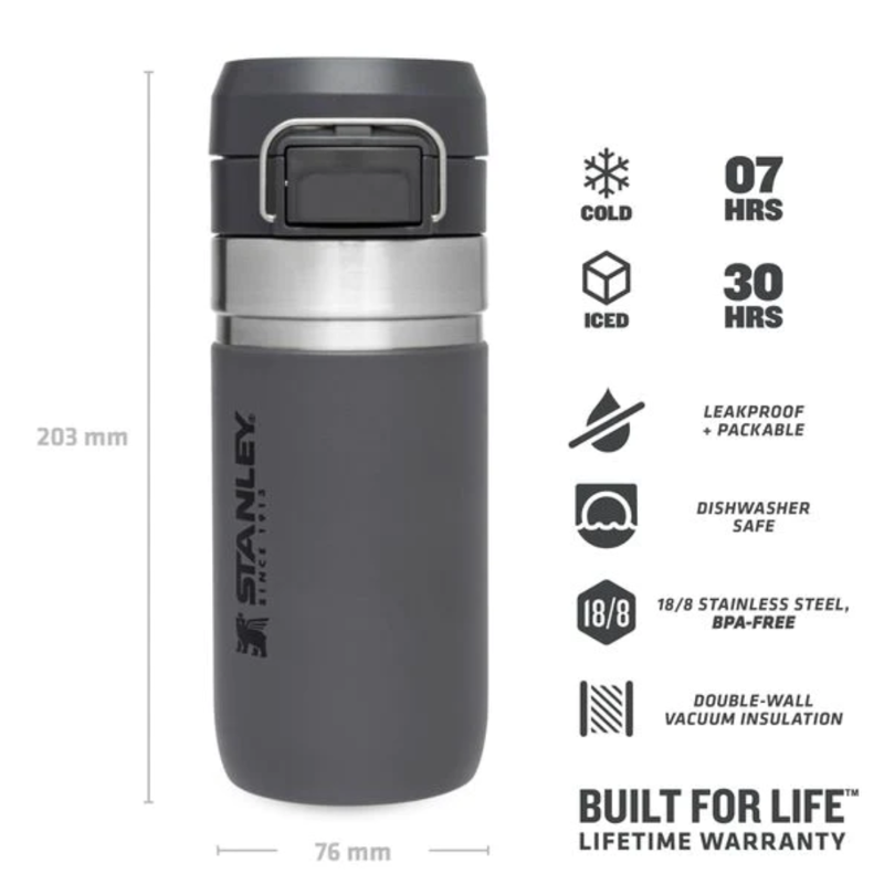 Stanley Quick-Flip Water Bottle 0.47L in Charcoal-1