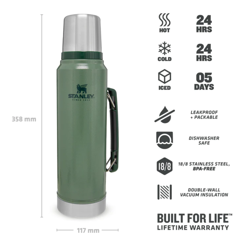 Stanley Classic Vacuum Bottle 1L in Hammertone Green-1