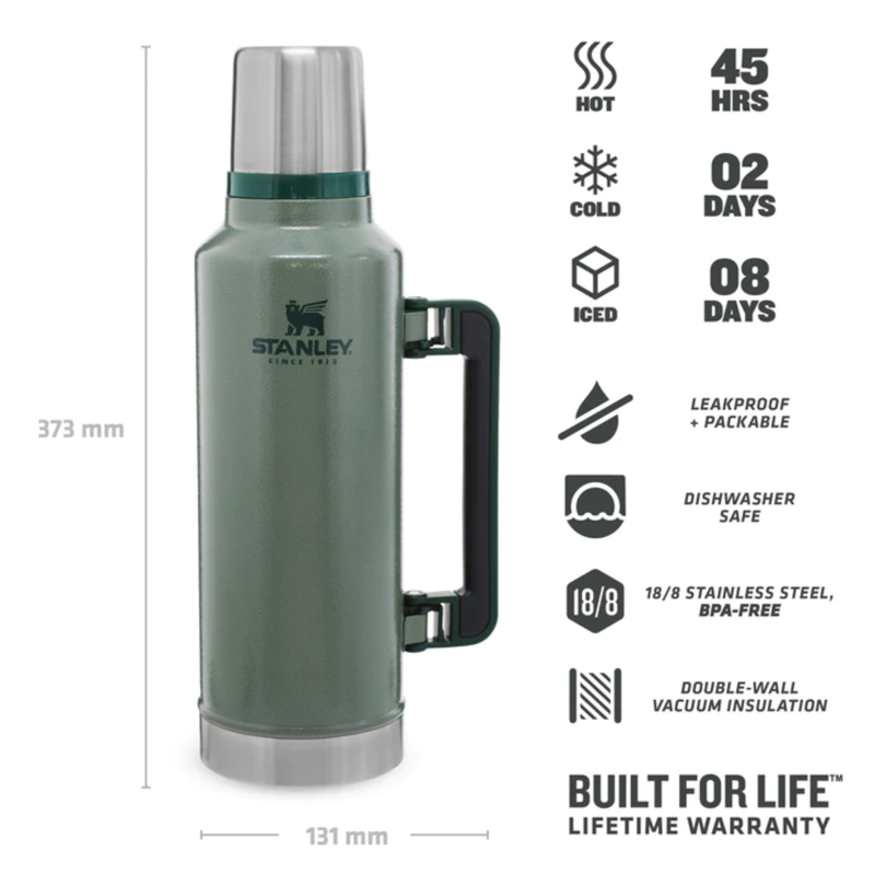 Stanley Classic Vacuum Bottle 1.9L in Hammertone Green-1