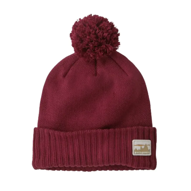 Patagonia Powder Town Recycled Polyester Beanie in 73 Skyline/Carmine Red