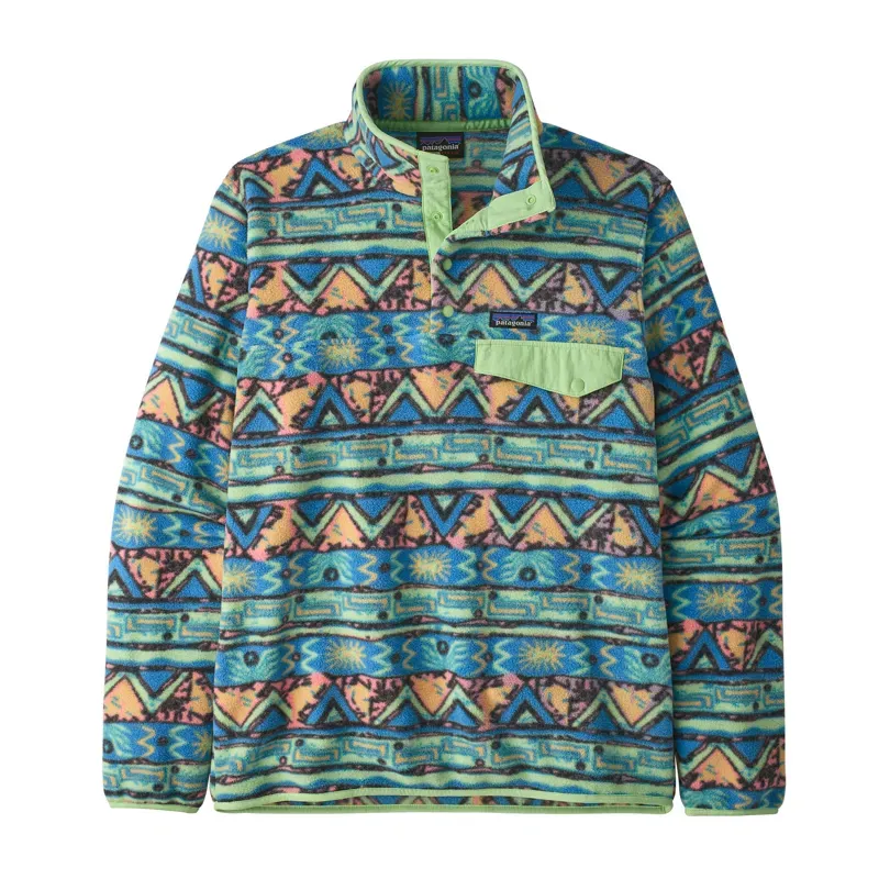 Patagonia Mens LW Synch Snap-T Pullover in High Hopes Geo / Salamander Green